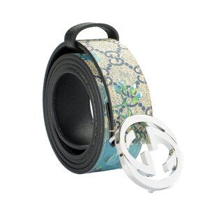Gucci Unisex Guccissima Flower Print Leather Double G Buckle Belt US 34 IT 85